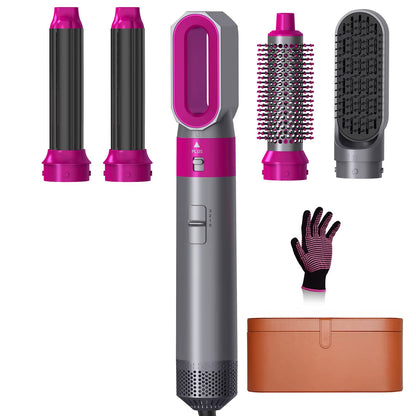 5IN1 Hot Air Brush Wrap Hair Dryer with Electric Curling Iron Hair Curler Dryers Curling Rollers Hair Straightener Styling Brush