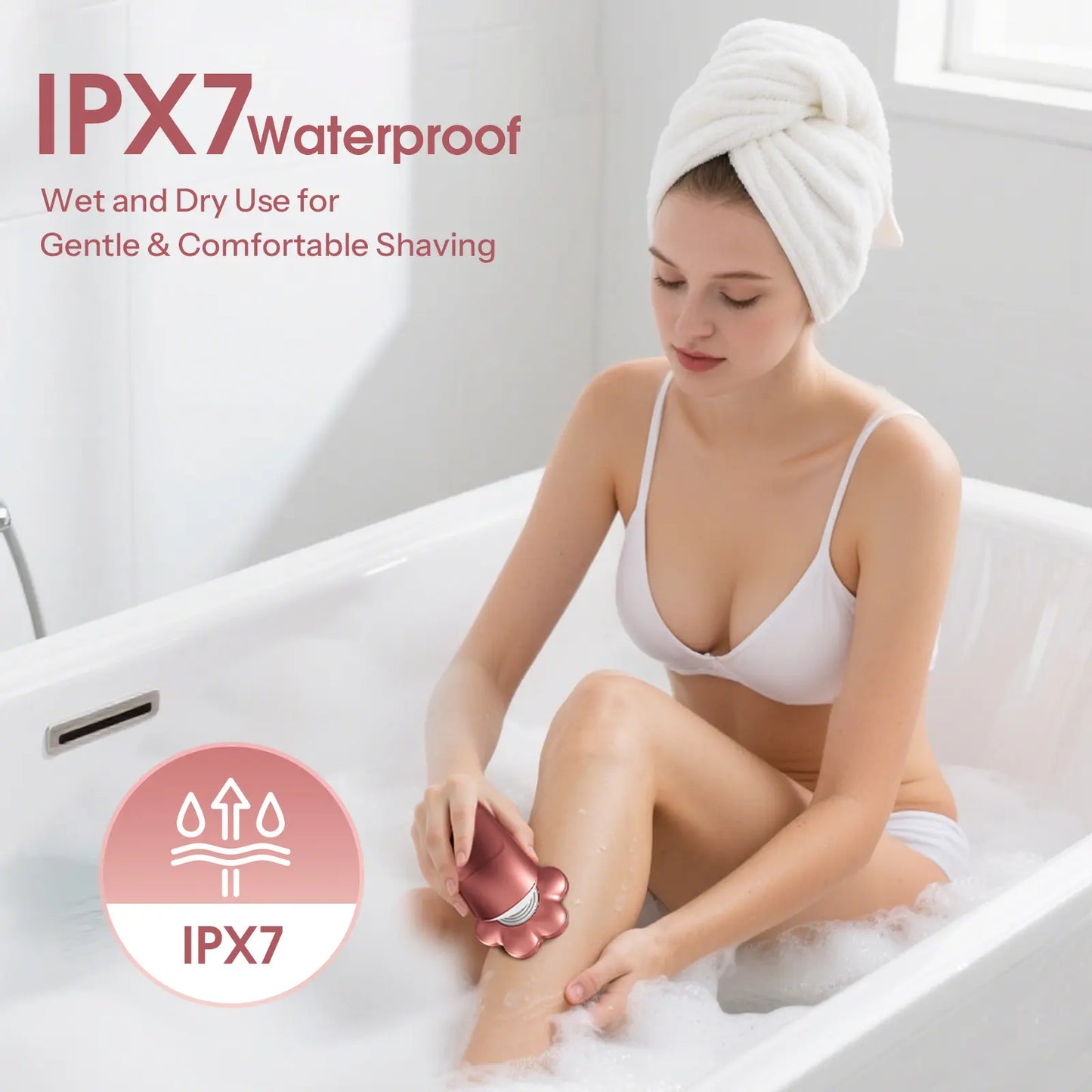 Hibig 7D Electric Legs & Body Shaver for Women - 5-In-1 Lady Grooming Kit for Bald Head, Legs & Armpits, Waterproof Rechargeable Painless Razor, Cordless Shaver with Floating Heads, Ideal Gift for Her