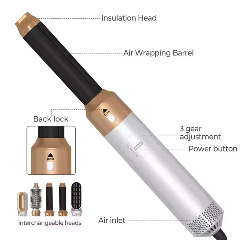 Professional Air Hair Styler 5 in 1 Hair Dryer Hair Curling Straightening Hair Drying 1000W Hot Air Brushes