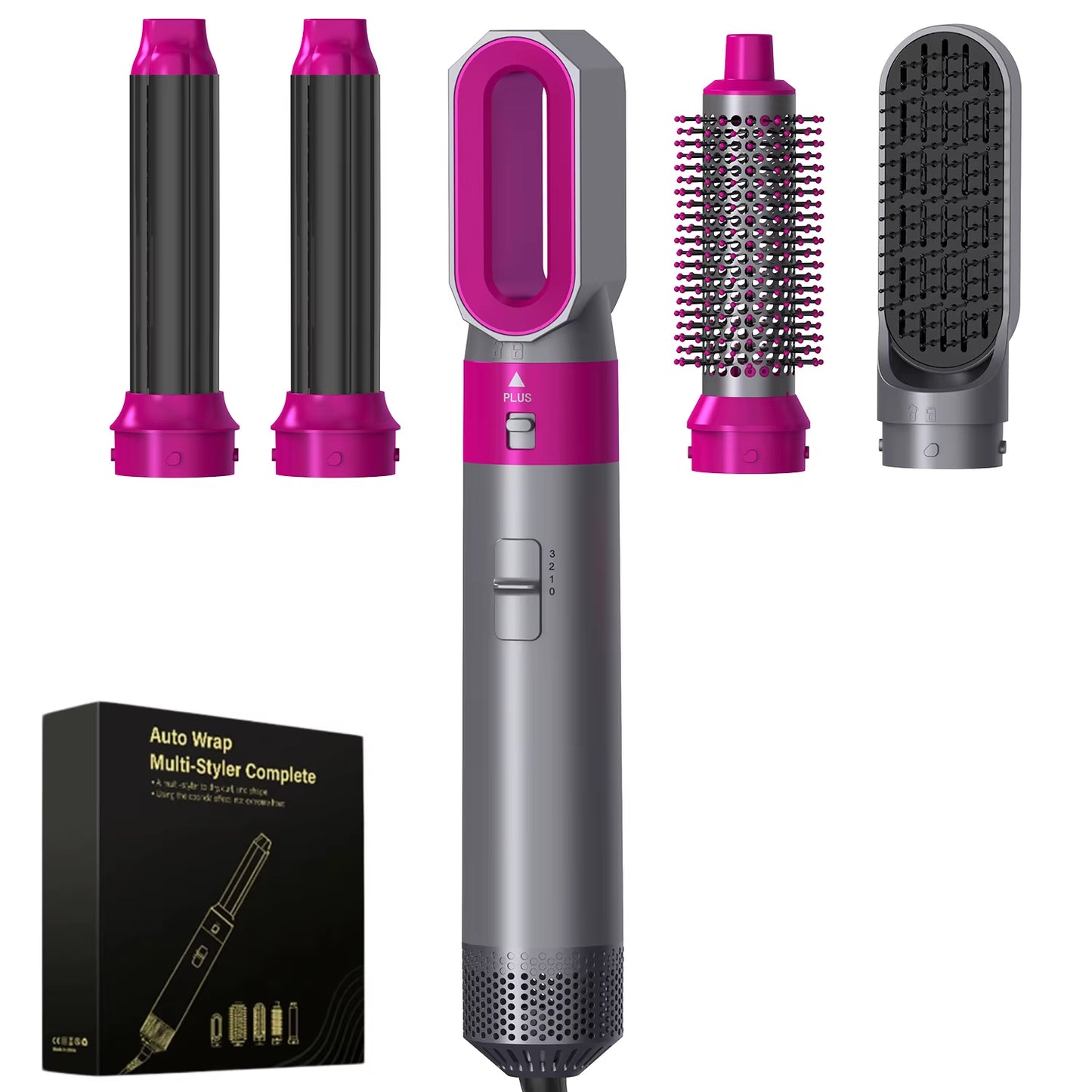 5IN1 Hot Air Brush Wrap Hair Dryer with Electric Curling Iron Hair Curler Dryers Curling Rollers Hair Straightener Styling Brush