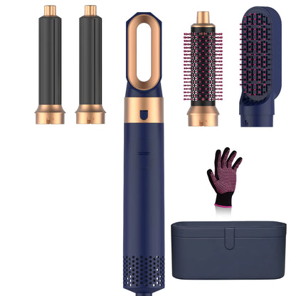 5IN1 Hot Air Brush Wrap Hair Dryer with Electric Curling Iron Hair Curler Dryers Curling Rollers Hair Straightener Styling Brush
