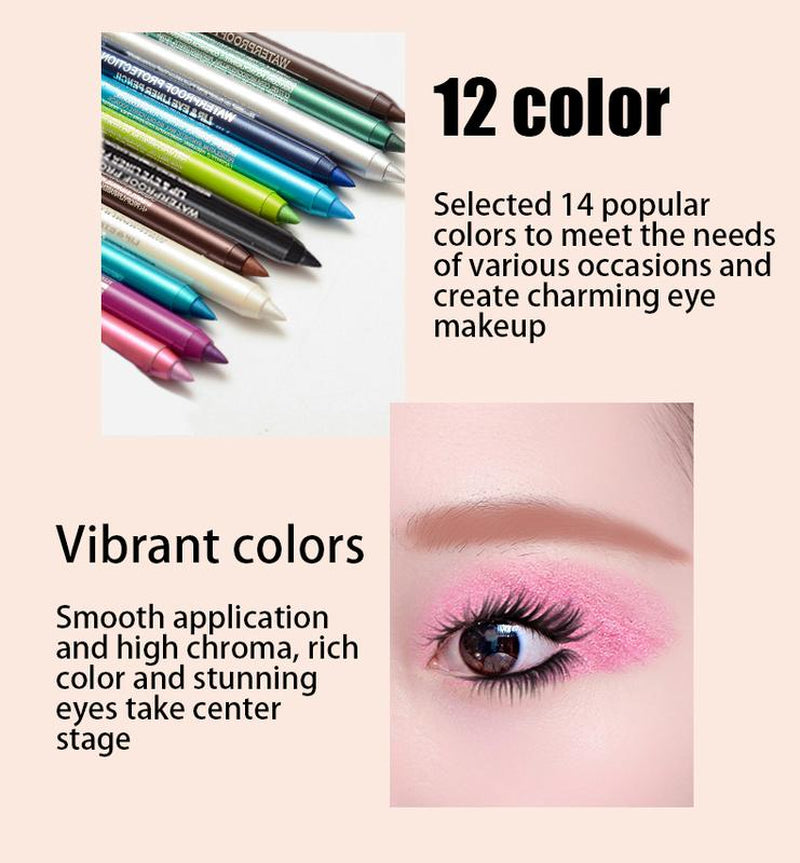 12 Colors Waterproof Sweatproof Eyeliner Set | High-Shine Pearl Metallic Finish | Smoky Eye, Punk, Goth Makeup | Eyeliner & Lipliner 2-In-1 | Long-Lasting | Free Sharpener | Back to School Essential | Daily Use