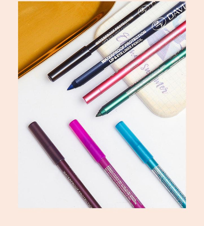 12 Colors Waterproof Sweatproof Eyeliner Set | High-Shine Pearl Metallic Finish | Smoky Eye, Punk, Goth Makeup | Eyeliner & Lipliner 2-In-1 | Long-Lasting | Free Sharpener | Back to School Essential | Daily Use