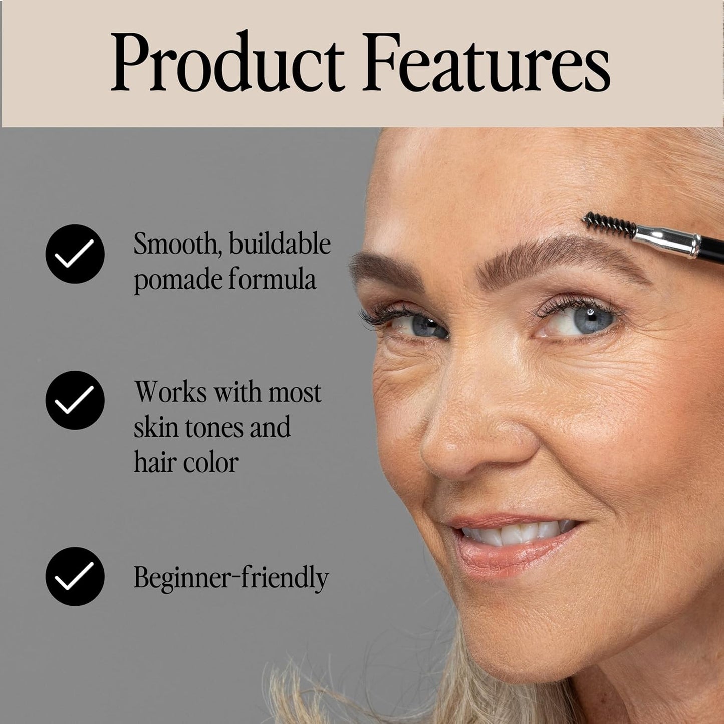 Universal Eyebrow Pencil – Dual-Ended Design with Precision Tip & Spoolie, Matte Finish, Waterproof, Easy to Use, Vegan & Cruelty-Free for Perfectly Defined Brows